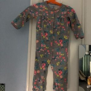 Grey with floral baby pajamas